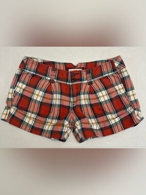 Y2K VINTAGE HOLLISTER WOMENS LOW RISE PLAID SHORTIE SHORTS SIZE 3